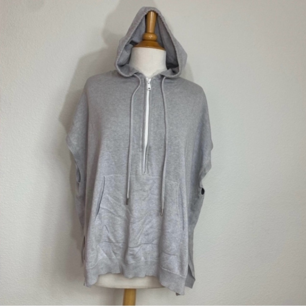 ATM Unisex Gray Cotton Cashmere Oversize Poncho Hooded Tunic Sweater XS/S Casual